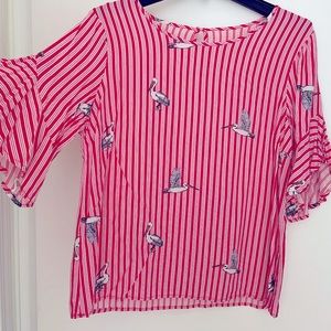 Pelican top shirt with red and white stripes size medium